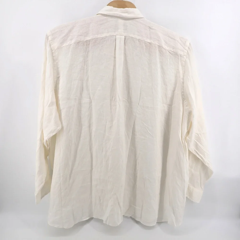 NEW Polo Ralph Lauren Linen Button Down Shirt White Long Sleeve Mens 2XLT